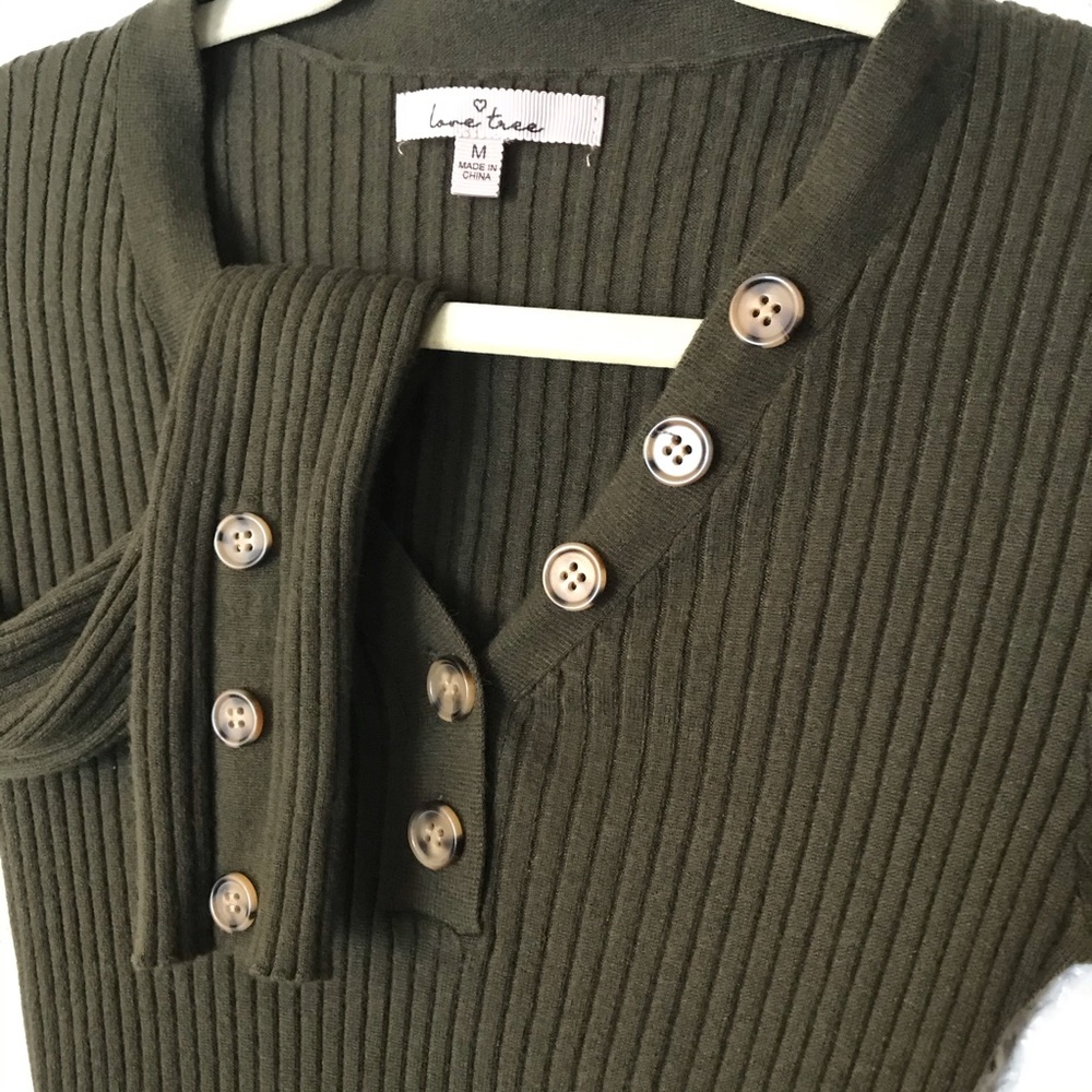 Long sleeve V-neck sweater dress